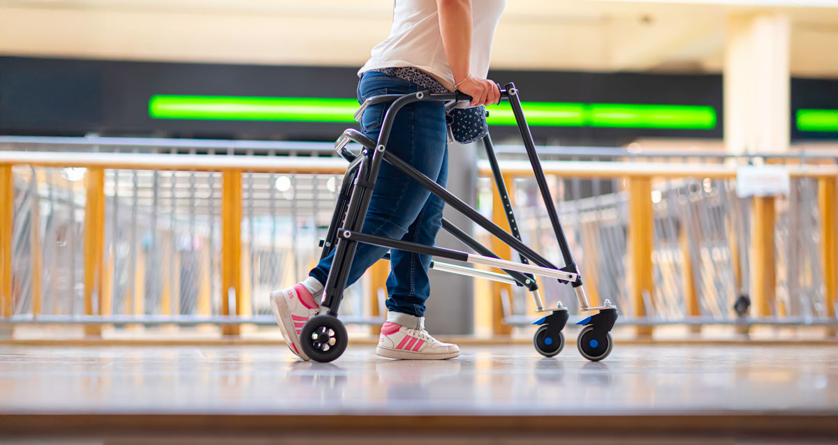 Chloe with her Kaye Walker – RMS mobility aid supporting independence