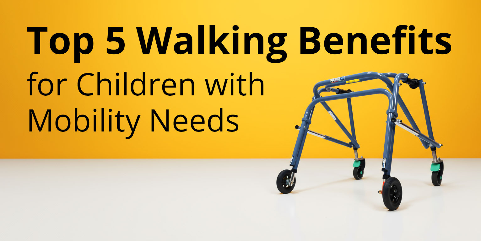 Walking benefits shown through supported walking equipment for children