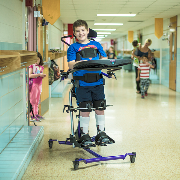 A happy children with the RMS Easystand 